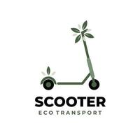 logotipo de ilustração de scooter elétrico natural de transporte ecológico vetor