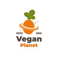 logotipo de ilustração vetorial de planeta vegetariano vegetariano de cenoura vetor