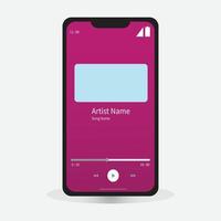 interface de interface do usuário do player de streaming de mídia de música para sites, smartphone, ilustração vetorial de modelo de interface do usuário de aplicativo móvel vetor
