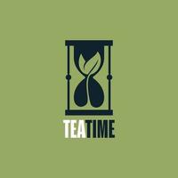 logotipo da ampulheta da hora do chá vetor