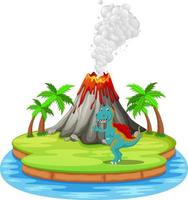 ilustração de erupção de dinossauro e vulcão vetor