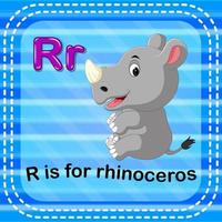 flashcard letra r é para rinoceronte vetor