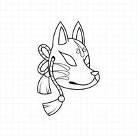 página para colorir de máscara japonesa kitsune, ilustração vetorial eps.10 vetor