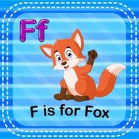 flashcard letra f é para raposa vetor