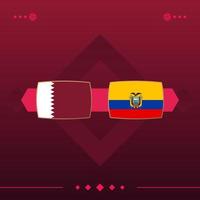 qatar, jogo de futebol mundial do equador 2022 versus em fundo vermelho. ilustração vetorial vetor