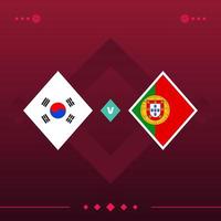 coreia do sul, jogo de futebol mundial de portugal 2022 versus fundo vermelho. ilustração vetorial vetor