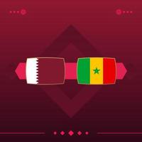 qatar, jogo de futebol mundial do senegal 2022 versus em fundo vermelho. ilustração vetorial vetor