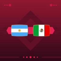 Argentina, jogo de futebol mundial do méxico 2022 versus fundo vermelho. ilustração vetorial vetor