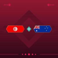 jogo de futebol mundial da tunísia, austrália 2022 versus em fundo vermelho. ilustração vetorial vetor