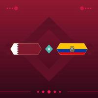 qatar, jogo de futebol mundial do equador 2022 versus em fundo vermelho. ilustração vetorial vetor