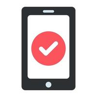 marca de verificação dentro do smartphone, ícone do celular verificado vetor