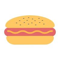 ícone de design plano de hambúrguer de cachorro-quente vetor
