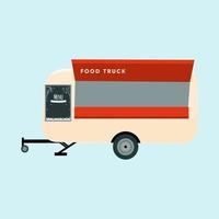 caminhão de comida plana simples para café cor laranja e creme vetor grátis