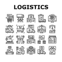 conjunto de ícones de coleção de negócios de logística ilustração vetorial
