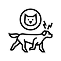 cão perseguindo ilustração vetorial de ícone de linha de gato vetor