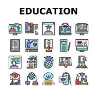 conjunto de ícones de coleção de livros de educação on-line vetor