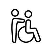 ilustração de contorno de vetor de ícone de cadeira de rodas voluntária