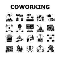 conjunto de ícones de coleção de serviço de coworking vetor