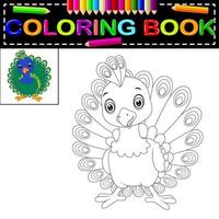 livro de colorir pavão vetor