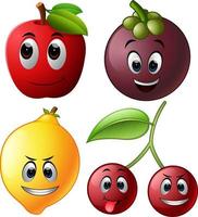frutas frescas com rosto vetor