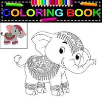 livro de colorir elefante vetor