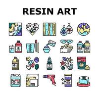 conjunto de ícones de coleção de criação de arte de resina vetor