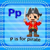 flashcard letra p é para pirata vetor