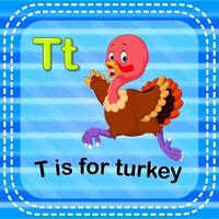 flashcard letra t é para a Turquia vetor