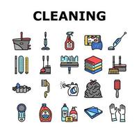 vetor de conjunto de ícones de acessórios de limpeza e lavagem