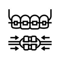 ilustração em vetor ícone de linha de aparelho de dente de processo de trabalho