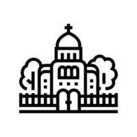 templo catedral orando ilustração em vetor ícone de linha de construção