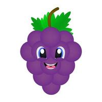 ilustração de uvas com rostos bonitos e alegres, cores vivas e frescas, adequadas para embalagens de suco, restaurantes, vegetarianos, agricultura, vitaminas, nutrição, impressão vetor