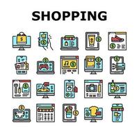 vetor de conjunto de ícones de coleção de aplicativos on-line de compras