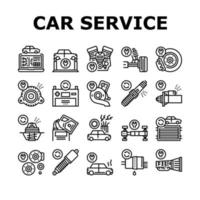 conjunto de ícones de coleção de garagem de serviço de carro vetor
