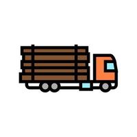 caminhão transporte madeira madeira cor ícone ilustração vetorial vetor