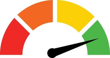 ícone do velocímetro em fundo branco. sinal de medidor colorido. símbolo de medidor de pontuação de crédito. estilo plano. vetor