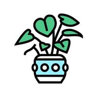 ilustração em vetor ícone de cor de planta de casa de folhas verdes