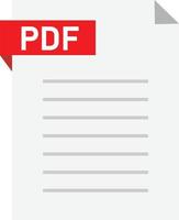 ícone de nota de documento pdf sobre fundo branco. sinal de folha de papel. conceito de negócio de documento de bloco de notas pdf. estilo plano. vetor