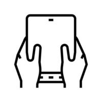 usuário jogando na ilustração em vetor de ícone de linha de tela de smartphone flexível