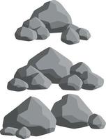 conjunto de pedras de granito cinza de diferentes formas vetor