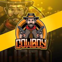 Design do logotipo do mascote cowboy esport vetor