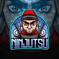 Design do logotipo do mascote ninja esport vetor