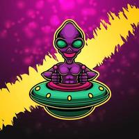 Design do logotipo do mascote alien esport vetor