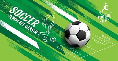 design de modelo de futebol, banner de futebol, design de layout de esporte, tema verde, ilustração vetorial vetor