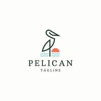 ilustração em vetor plana de modelo de design de ícone de logotipo de pássaro pelicano