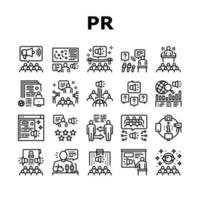 pr conjunto de ícones de coleção de relações públicas vetor