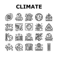 vetor de conjunto de ícones de mudança climática e meio ambiente