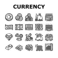 conjunto de ícones de coleção de videogames de moeda vetor