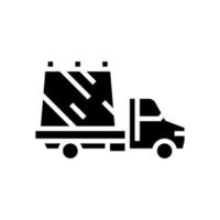 transporte de vidro na ilustração vetorial de ícone de glifo de caminhão vetor