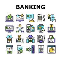 vetor de conjunto de ícones de coleção de finanças bancárias on-line